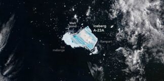 Antarctique Megaberg A-23A fondant rapidement, capturé dans des images satellite saisissantes